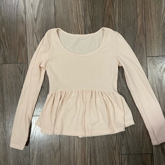 SHEIN peplum long sleeve cream off white shirt NWOT - Picture 3 of 4